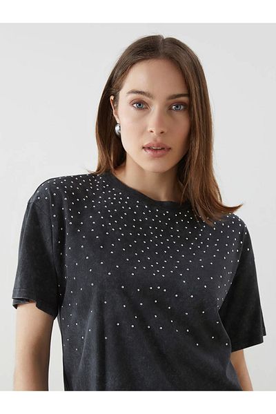 LC Waikiki Bluză de damă Comfort Blue Crew Gât Stone