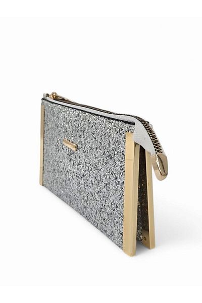 Evident Silver Stone Patterned Small Portfolio & Women's Handbag (19 X 11)