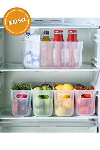 Hesaplı Kasa Refrigerator Organizer Set of 4, Refrigerator Organizer