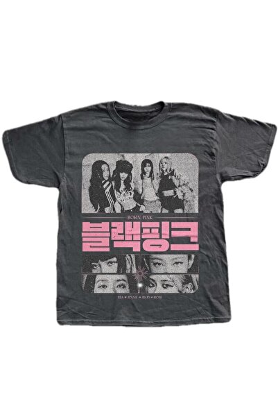 weywot Tricou unisex afumat cu imprimeu BlackPink Born Pink Music Album