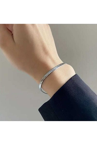 prestij sanal market Snake Bone Chain Bracelet Stainless Steel Silver Color