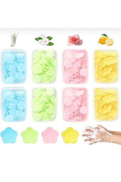 evinizin vitrini Mini Practical Portable Various Scented Magic Soap 
 100 Mini Pocket Soaps