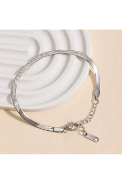 prestij sanal market Snake Bone Chain Bracelet Stainless Steel Silver Color