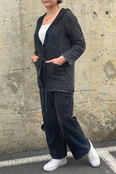 Mia Butik Women's Sun Linen Black Suit