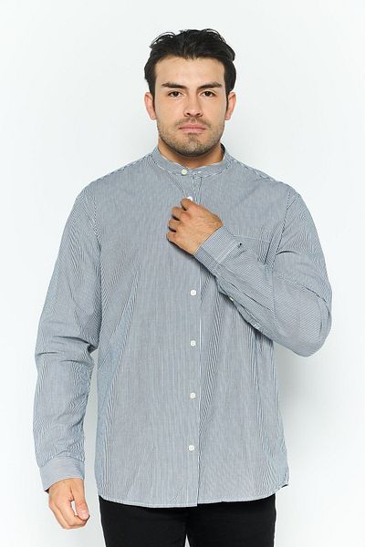 Esprit Men Regular Fit Striped Long Sleeves Casual Shirt, Black