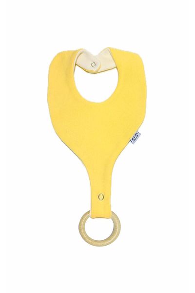 Lumos Trade Pacifier Holder Bib - Baby Yellow 100% Cotton Organic Fabric Pacifier Strap
