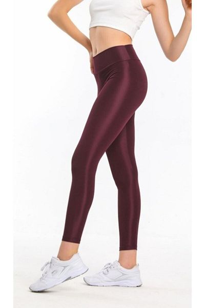 Momslab Pantaloni de damă cu talie înaltă prune, utilizare zilnică și sportivă, nu prezintă lenjerie intimă, dresuri disco strălucitoare