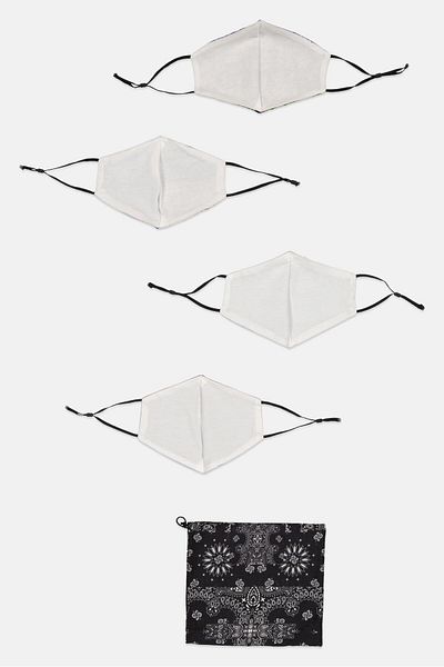 Asos Design 4 Pack Paisley Print Reusable Face Mask With Paisley Bag, Multicolor
