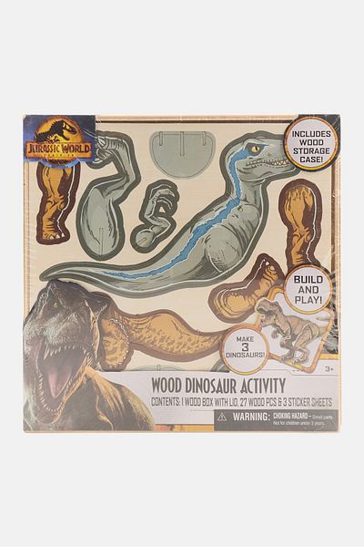 JURASSIC WORLD Wood Dinosaur Activity Building Set, Grey