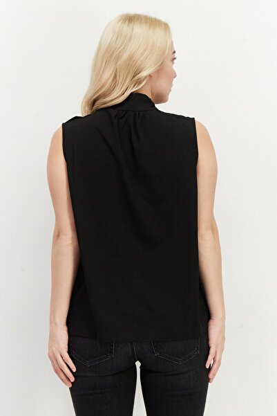 French Connection Women Mock Neck Sleeveless Plain Top, Black