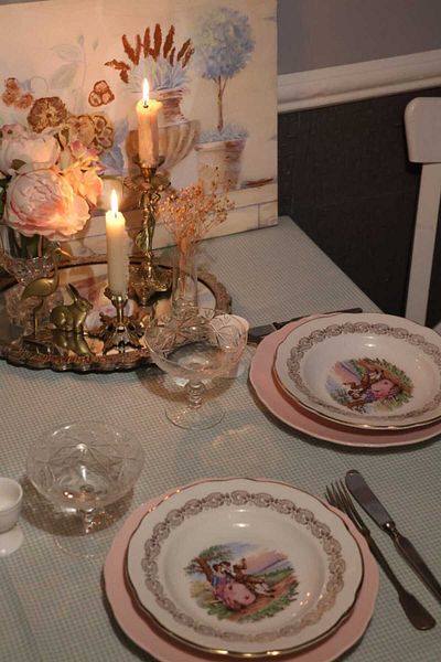 vintagetasarım Table Cloth Gingham Mint Green Frilly Vintage 150X120