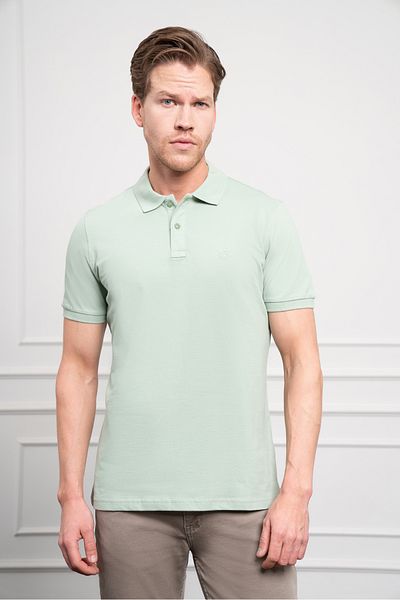 Morven Ανδρικό μπλουζάκι με ανοιχτό πράσινο Basic Polo Neck Dynamic Fit