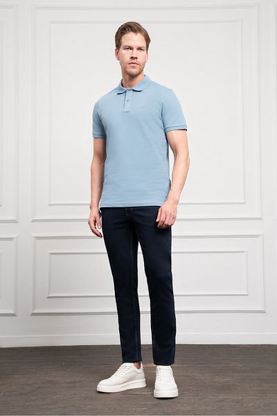 Morven Tricou albastru Basic Polo Gât Dynamic Fit pentru bărbați