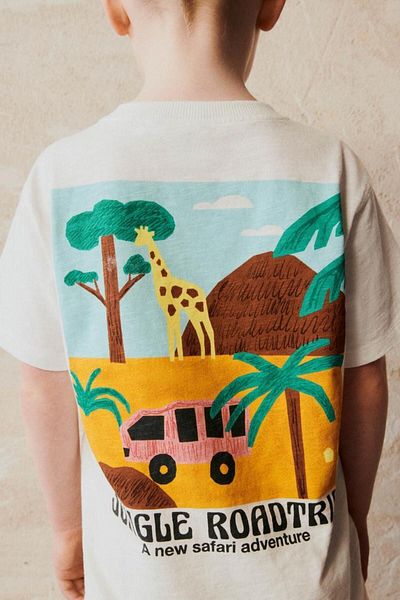 Lolliboomkids Jungle Safari Printed Boys T-Shirt and Striped Pants Set - Comfortable and Stylish Combination