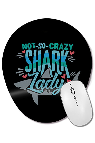BASKI DÜNYASI Mouse Pad oval Not So Crazy Shark Lady cu suport pentru încheie...
