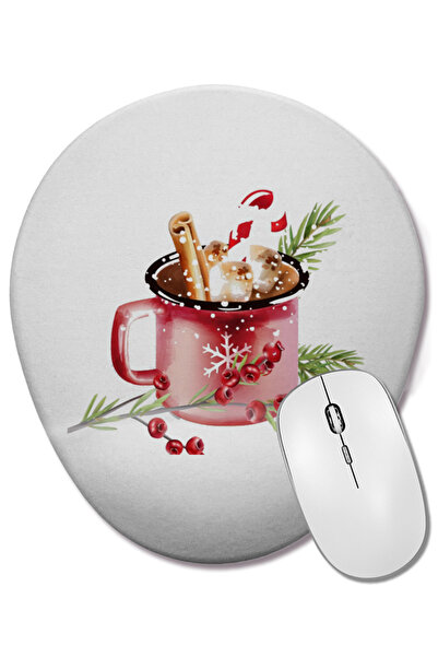BASKI DÜNYASI New Year Concept Winter Cup Mouse Pad oval cu suport pentru înc...