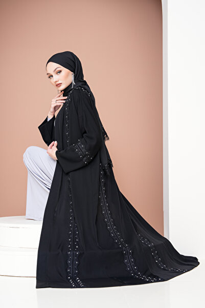 AGH Değerli Hediyeler Dubai İpeğinden Abaya Lez Dantelli Boncuk El işlemesi Abaya