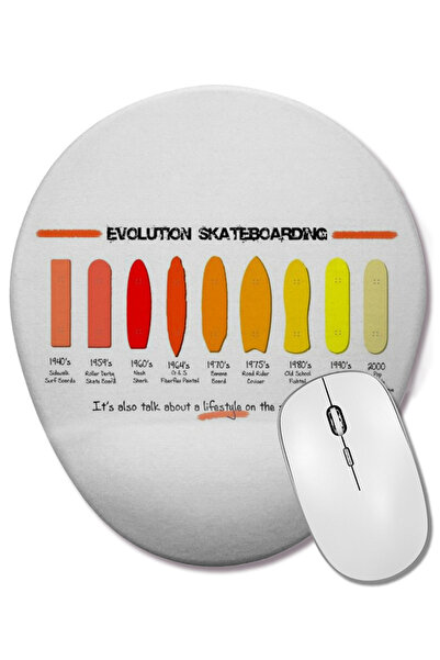 BASKI DÜNYASI Mouse Pad oval Evolution Skateboarding cu suport pentru încheietura mâinii