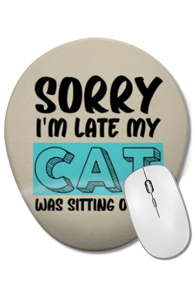 BASKI DÜNYASI Cadouri amuzante pentru iubitorii de pisici pentru femei, bărbați și copii, mouse pad oval cu suport pentru încheietura mâinii