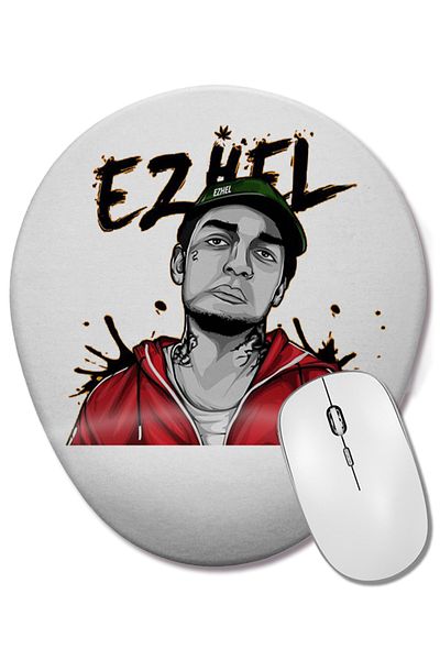 BASKI DÜNYASI لوحة ماوس بيضاوية من Ezhel مع مسند للمعصم