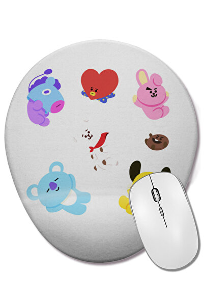 BASKI DÜNYASI Mouse Pad oval Bts Bt21 01 cu suport pentru încheietura mâinii