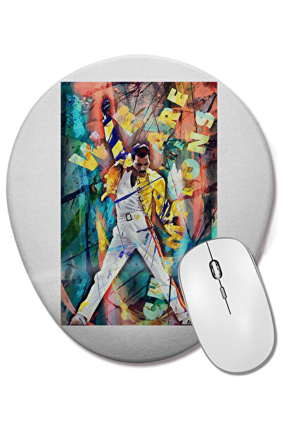 BASKI DÜNYASI Ο Φρέντι Μερκυρί 013 οβάλ ποντίκι με υποστήριξη καρπού