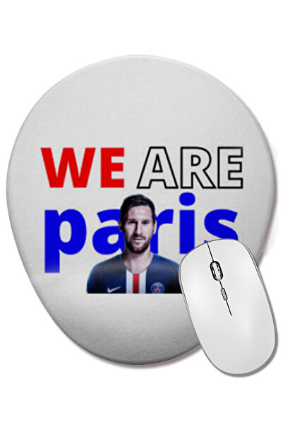 BASKI DÜNYASI لوحة ماوس بيضاوية من WE ARE PARIS Leo Messi مع دعم للمعصم