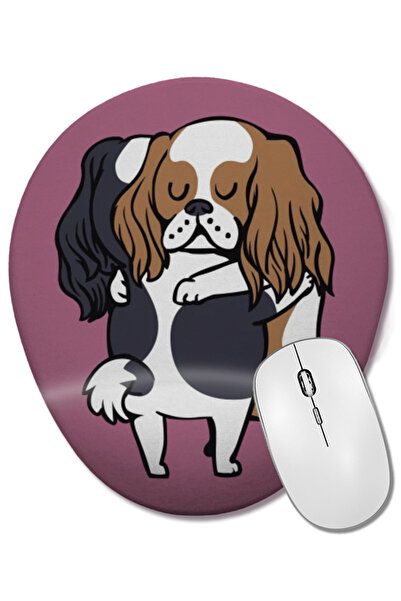 BASKI DÜNYASI Cavalier King Charles Spaniel îmbrățișează mouse pad oval cu su...