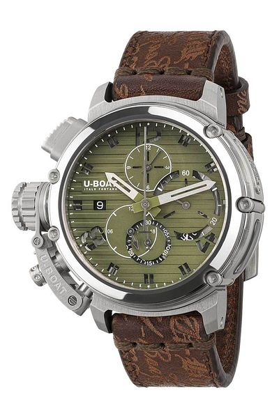 U-BOAT 9591 Mens Watch Chimera 46mm Chrono SS Green Automatic 10ATM