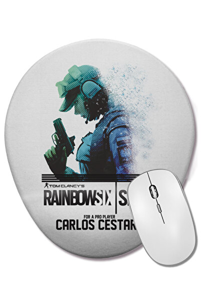 BASKI DÜNYASI Mouse Pad oval exclusiv Carlos Cestare Raınbowsıx Siege cu supo...