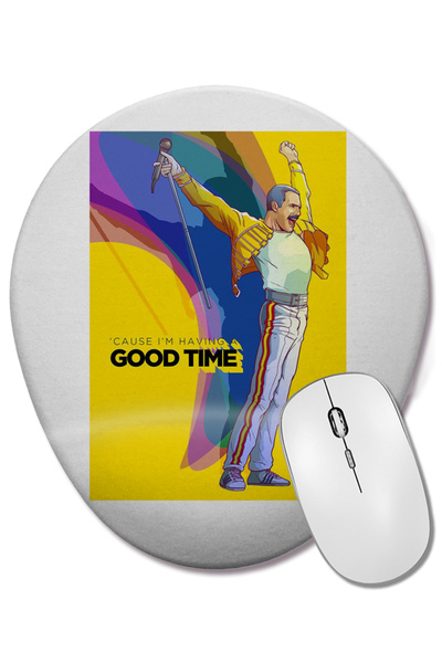 BASKI DÜNYASI Queen Freddie Mercury 010 Mouse Pad oval cu suport pentru înche...