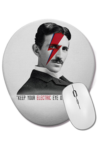 BASKI DÜNYASI Mouse Pad oval Nikola Tesla Electric Eyes cu suport pentru înch...