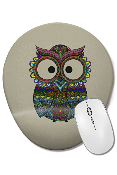 BASKI DÜNYASI Mouse Pad oval cu suport pentru încheietura mâinii Owl