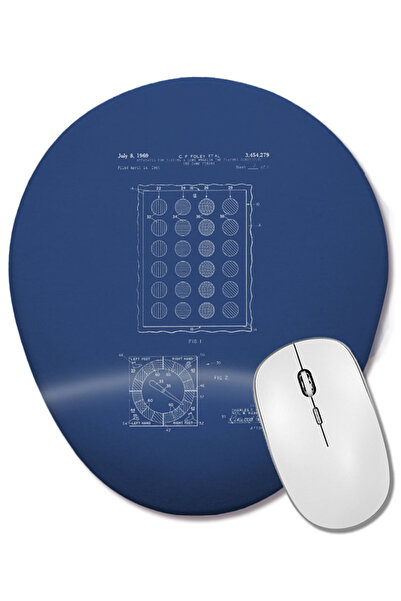 BASKI DÜNYASI Twister Game Patent Blueprint Foley Mouse Pad oval cu suport pe...