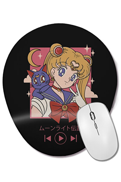 BASKI DÜNYASI Mouse Pad oval Sailor Moon Song cu suport pentru încheietura mâ...