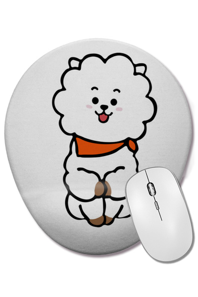 BASKI DÜNYASI Mouse Pad oval Bts Bt21 Rj cu suport pentru încheietura mâinii