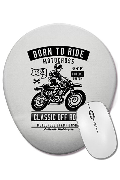 BASKI DÜNYASI Mouse Pad oval pentru motociclist Born To Ride Motocross cu sup...