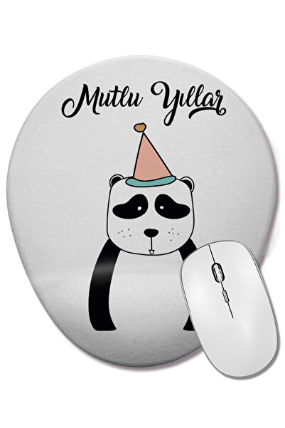 BASKI DÜNYASI Felicitări cu Anul Nou cu panda drăguță, mouse pad oval cu supo...