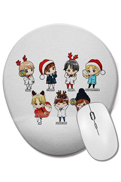 BASKI DÜNYASI Cadou de Crăciun Bts Kpop Bts Chibi Mouse Pad oval cu suport pe...
