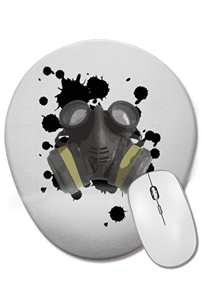 BASKI DÜNYASI Mouse Pad oval Mascara De Gas cu suport pentru încheietura mâinii