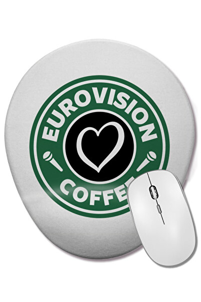 BASKI DÜNYASI Mouse Pad oval Eurovision Coffee cu suport pentru încheietura m...