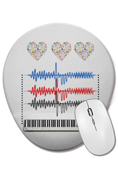 BASKI DÜNYASI Музикант Музика Пиано Овална подложка за мишка с опора за китката