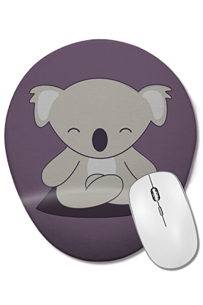 BASKI DÜNYASI Yoga Loving Kawaii Cute Koala Mouse Pad oval cu suport pentru î...