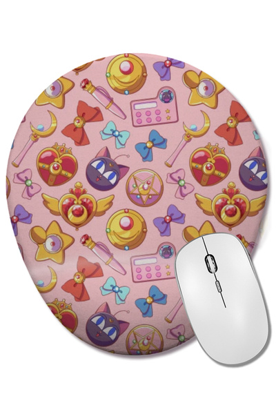 BASKI DÜNYASI Mouse Pad oval cu model Sailor Moon, versiunea roz, cu suport p...