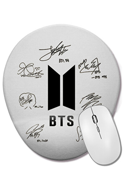 BASKI DÜNYASI Mouse Pad oval cu suport pentru încheietura mâinii Bts și autog...