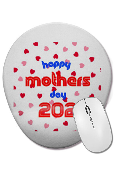 BASKI DÜNYASI Happy Mothers Day 2021 Mouse Pad oval cu suport pentru încheietura mâinii