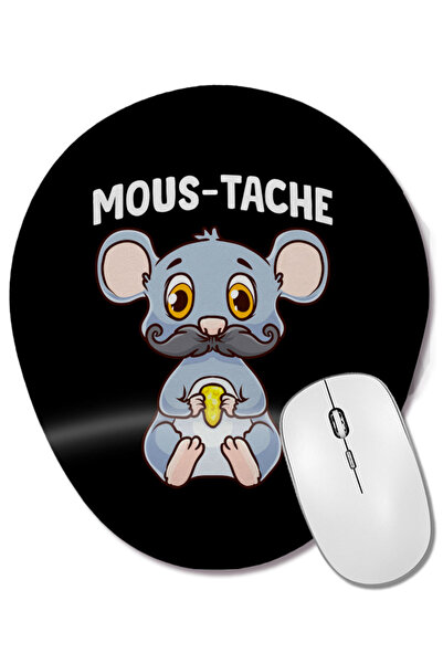 BASKI DÜNYASI Симпатична и забавна мишка с мустаци Bilek Destekli Oval Mouse Pad
