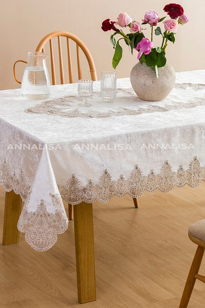 Annalisa Față de masă din dantelă franceză din catifea Franss