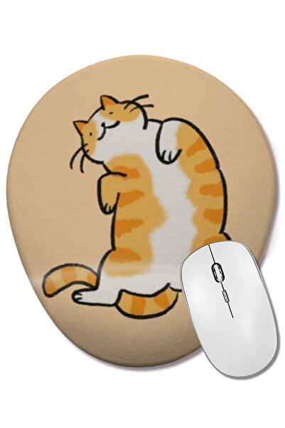 BASKI DÜNYASI Cute Ginger Cat Orange Tabby Cat pisică Mouse Pad oval cu supor...
