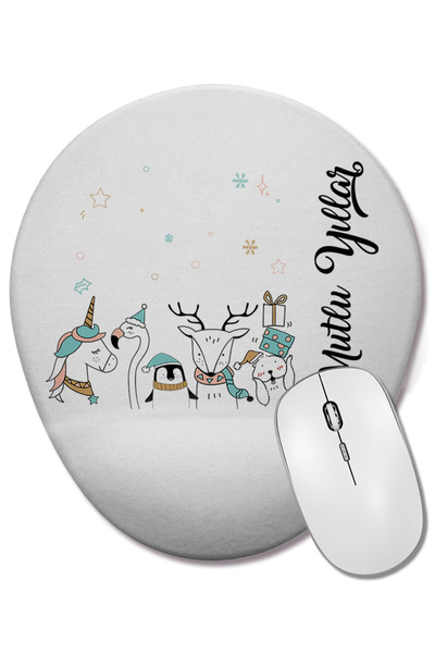 BASKI DÜNYASI Щастливи години с мили животни Овална подложка за мишка с опора...